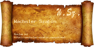 Wachsler Szabin névjegykártya